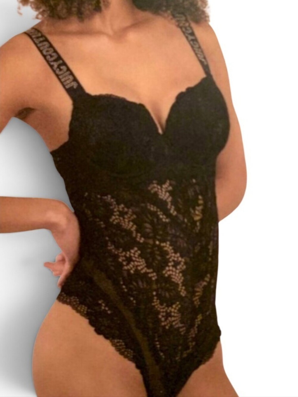 Juicy Couture Lace Bodysuit Rhinestone Strap Lace Bodysuit Teddy Size 1X